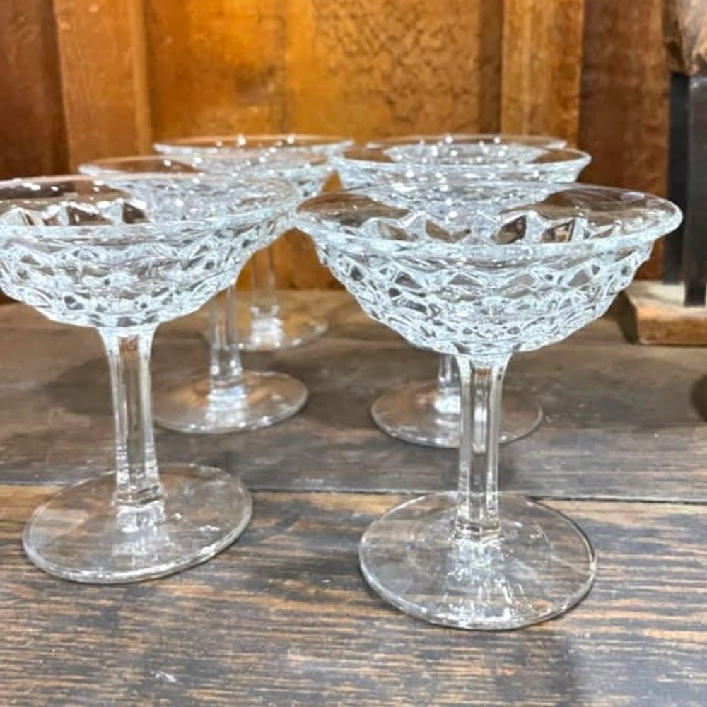 Vintage Set of 6 Crystal Compote Glasses / Stemware